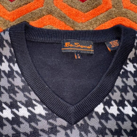 MAKE OFFER! Ben Sherman Houndstooth Pullover Sweater Men's Medium - Picture 2 of 3